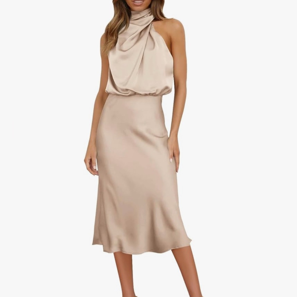 Elegant Blush Beige Sleeveless Dress